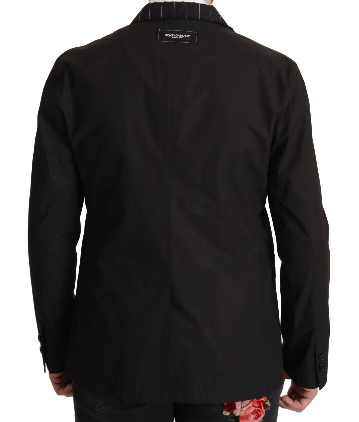 Dolce &amp; Gabbana – Einreihiger Blazer aus schwarzer Baumwolle