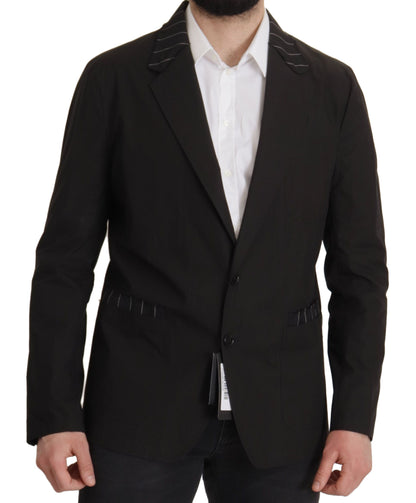 Dolce &amp; Gabbana – Einreihiger Blazer aus schwarzer Baumwolle