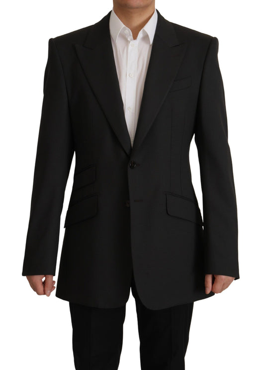 Dolce &amp; Gabbana Schwarzer einreihiger Blazer aus Wolle v