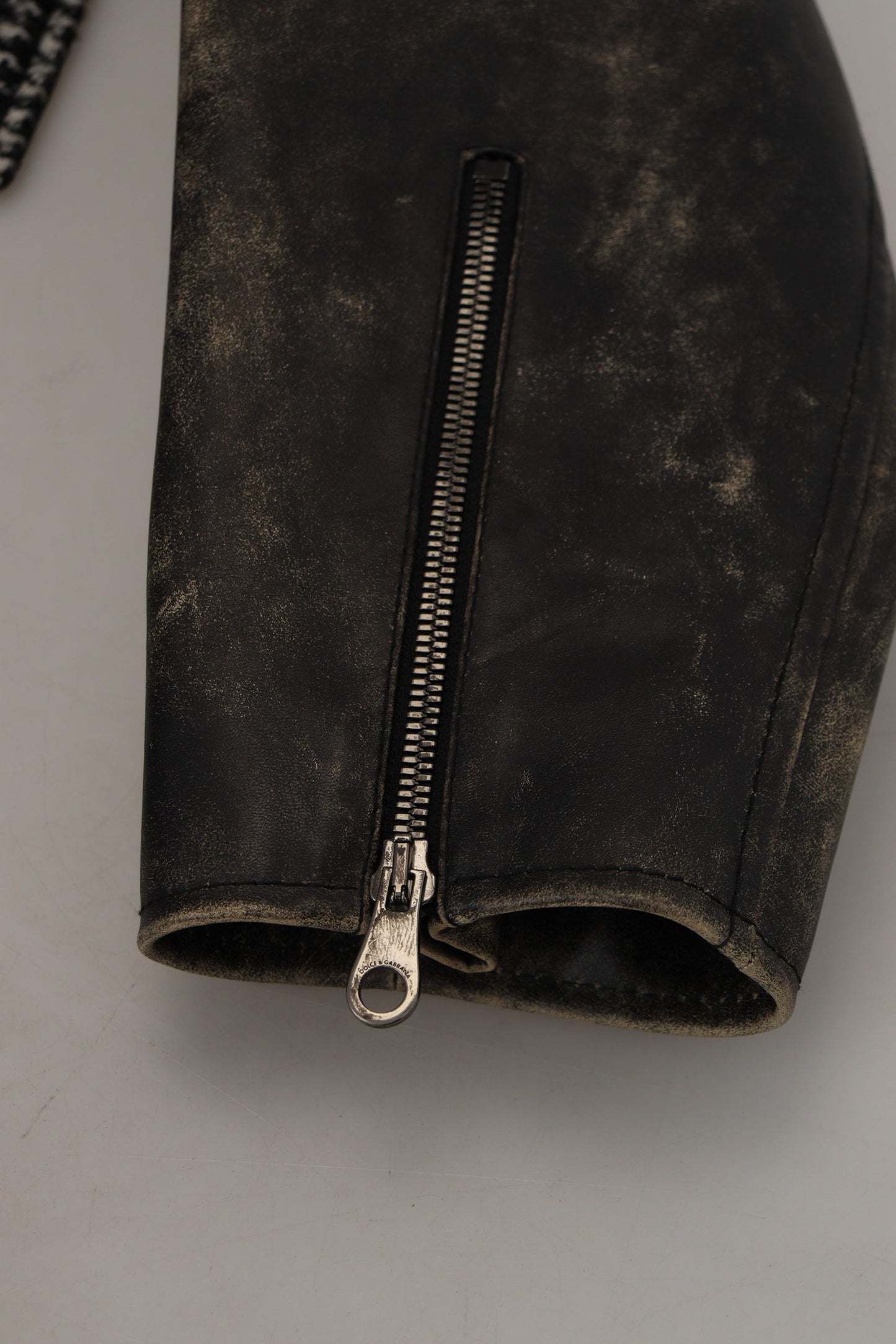 Dolce &amp; Gabbana – Schwarze Bomberjacke aus Polyester mit Hahnentrittmuster