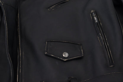 Dolce &amp; Gabbana – Schwarze Bikerjacke aus Leder mit Reißverschluss