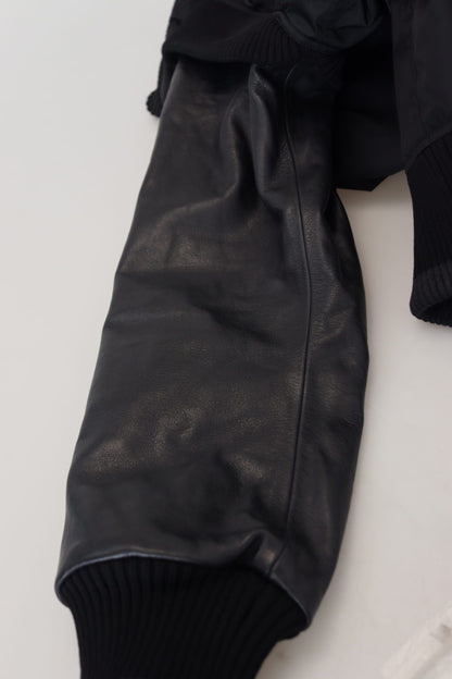 Dolce &amp; Gabbana Schwarze Nylon-Kristallmantel-Knöpfe-Jacke