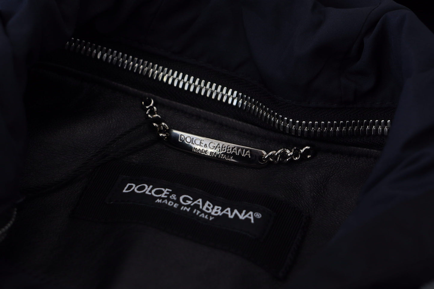 Dolce &amp; Gabbana – Schwarze Blousonjacke aus Polyester mit Kapuze