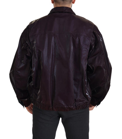 Dolce &amp; Gabbana Bordeaux Nylon Kragen Herren Manteljacke