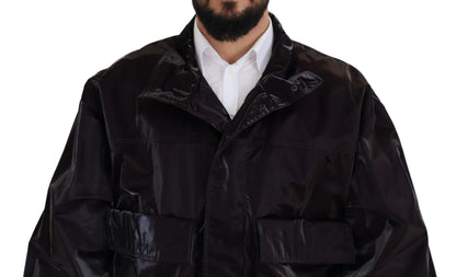 Dolce &amp; Gabbana Bordeaux Nylon Kragen Herren Manteljacke