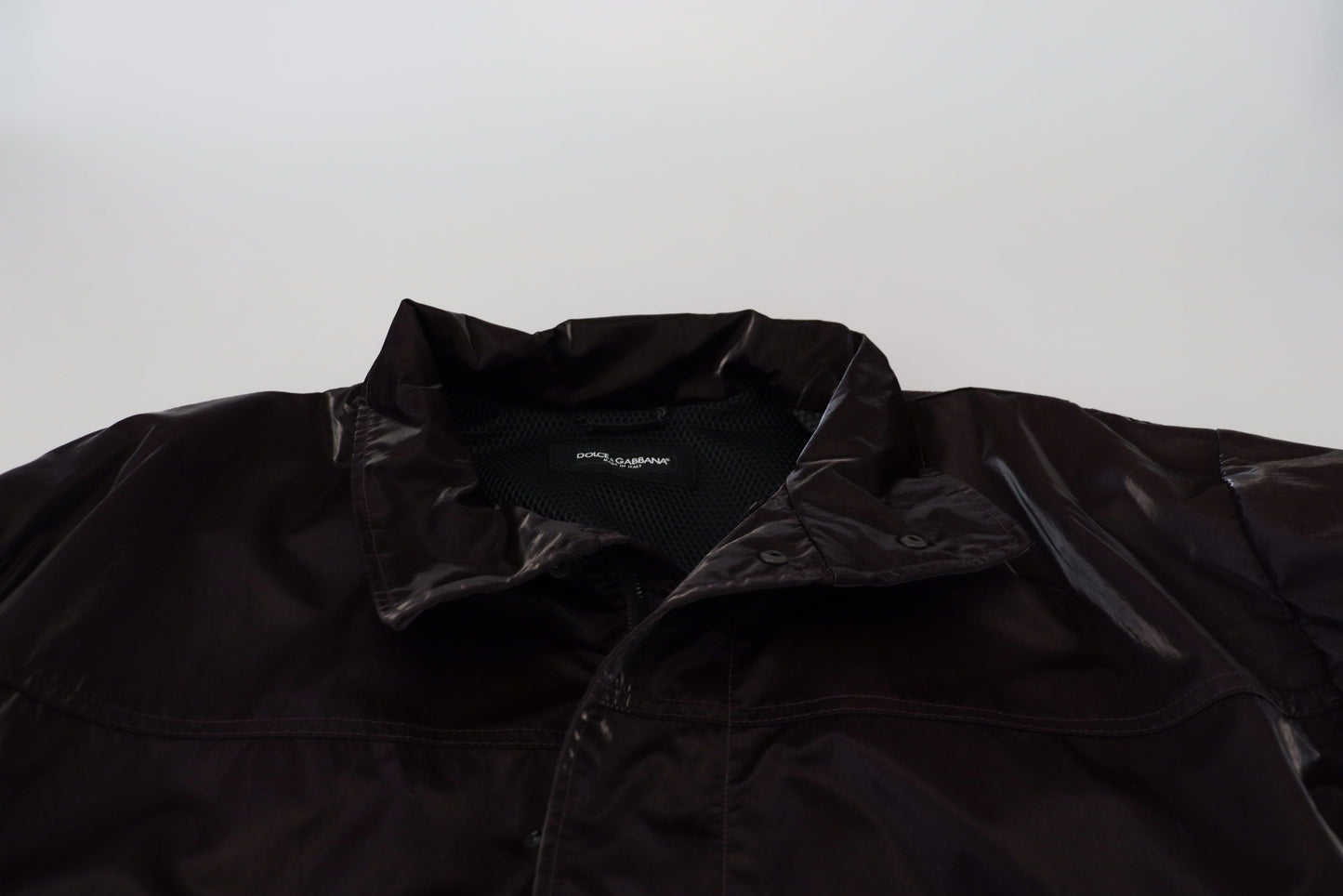 Dolce &amp; Gabbana Bordeaux Nylon Kragen Herren Manteljacke