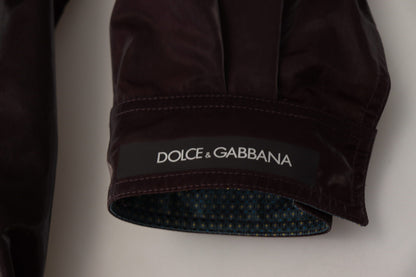 Dolce &amp; Gabbana Bordeaux Nylon Kragen Herren Manteljacke