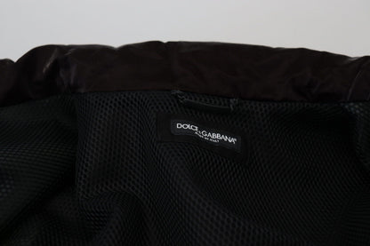 Dolce &amp; Gabbana Bordeaux Nylon Kragen Herren Manteljacke