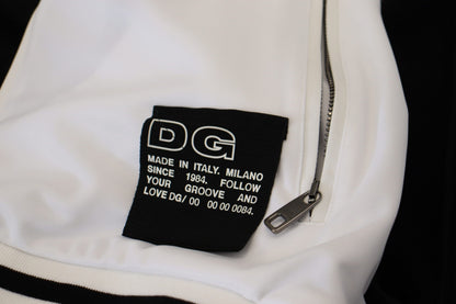 Dolce &amp; Gabbana – Schwarze Polyesterjacke mit durchgehendem Reißverschluss und Kapuze