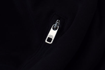 Dolce &amp; Gabbana – Schwarze Polyesterjacke mit durchgehendem Reißverschluss und Kapuze