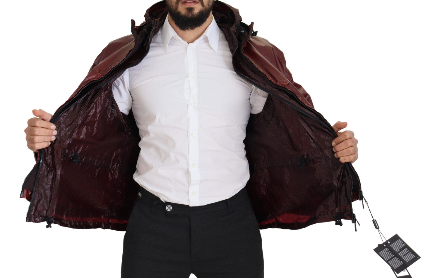 Dolce &amp; Gabbana – Bordeauxfarbene Baumwolljacke mit durchgehendem Reißverschluss und Kapuze
