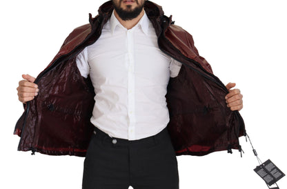 Dolce &amp; Gabbana – Bordeauxfarbene Baumwolljacke mit durchgehendem Reißverschluss und Kapuze