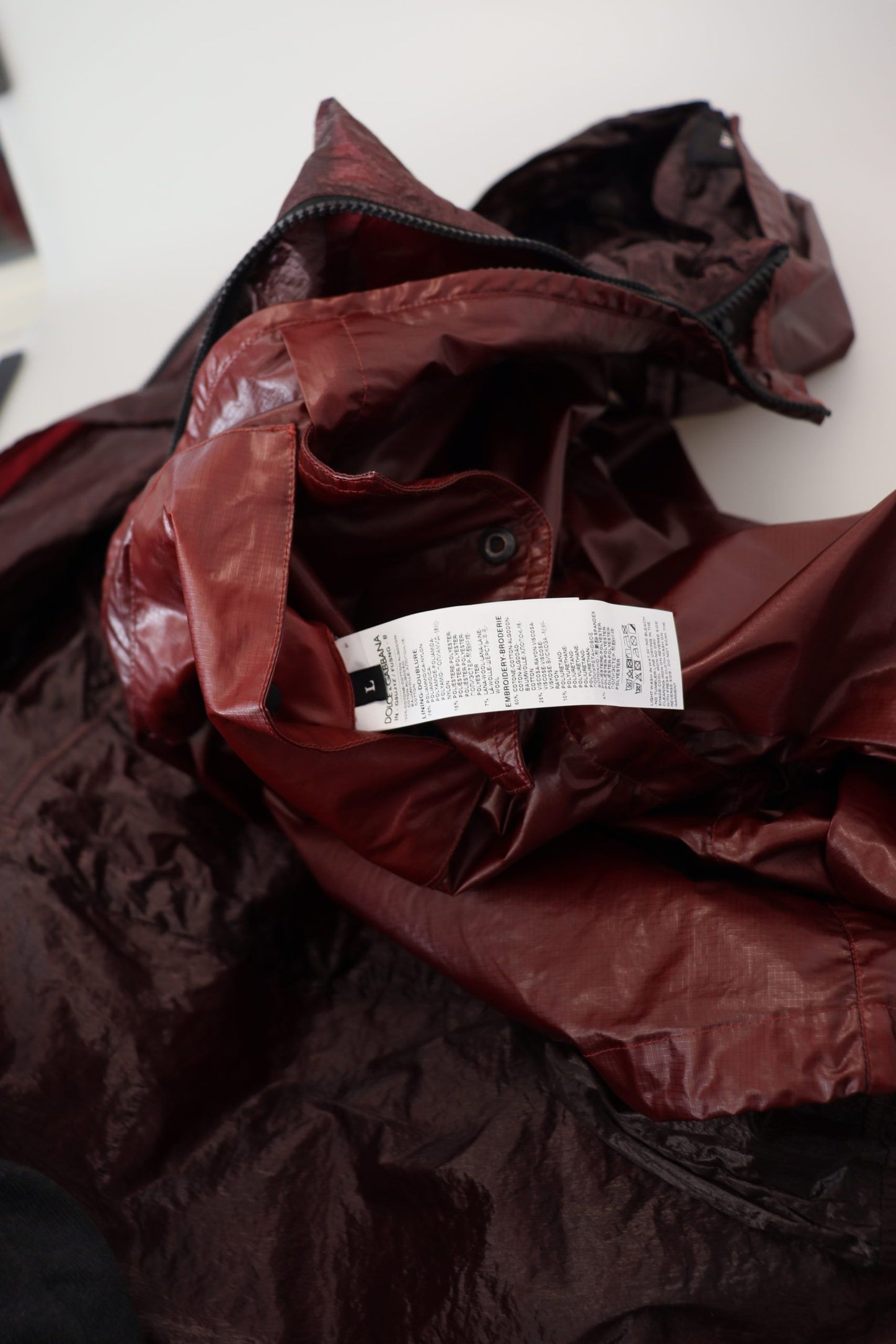 Dolce &amp; Gabbana – Bordeauxfarbene Baumwolljacke mit durchgehendem Reißverschluss und Kapuze