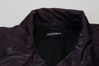Dolce &amp; Gabbana Lila Bikermanteljacke aus Nylon mit Kragen