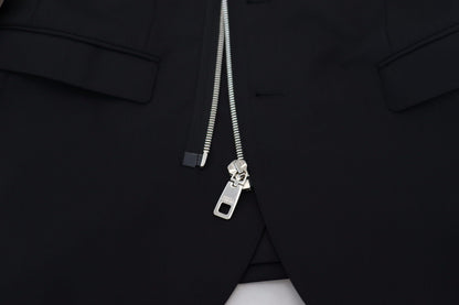 Dolce &amp; Gabbana – Schwarze Wolljacke mit durchgehendem Reißverschluss und langen Ärmeln