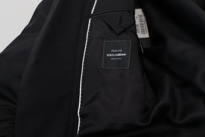 Dolce &amp; Gabbana – Schwarze Wolljacke mit durchgehendem Reißverschluss und langen Ärmeln