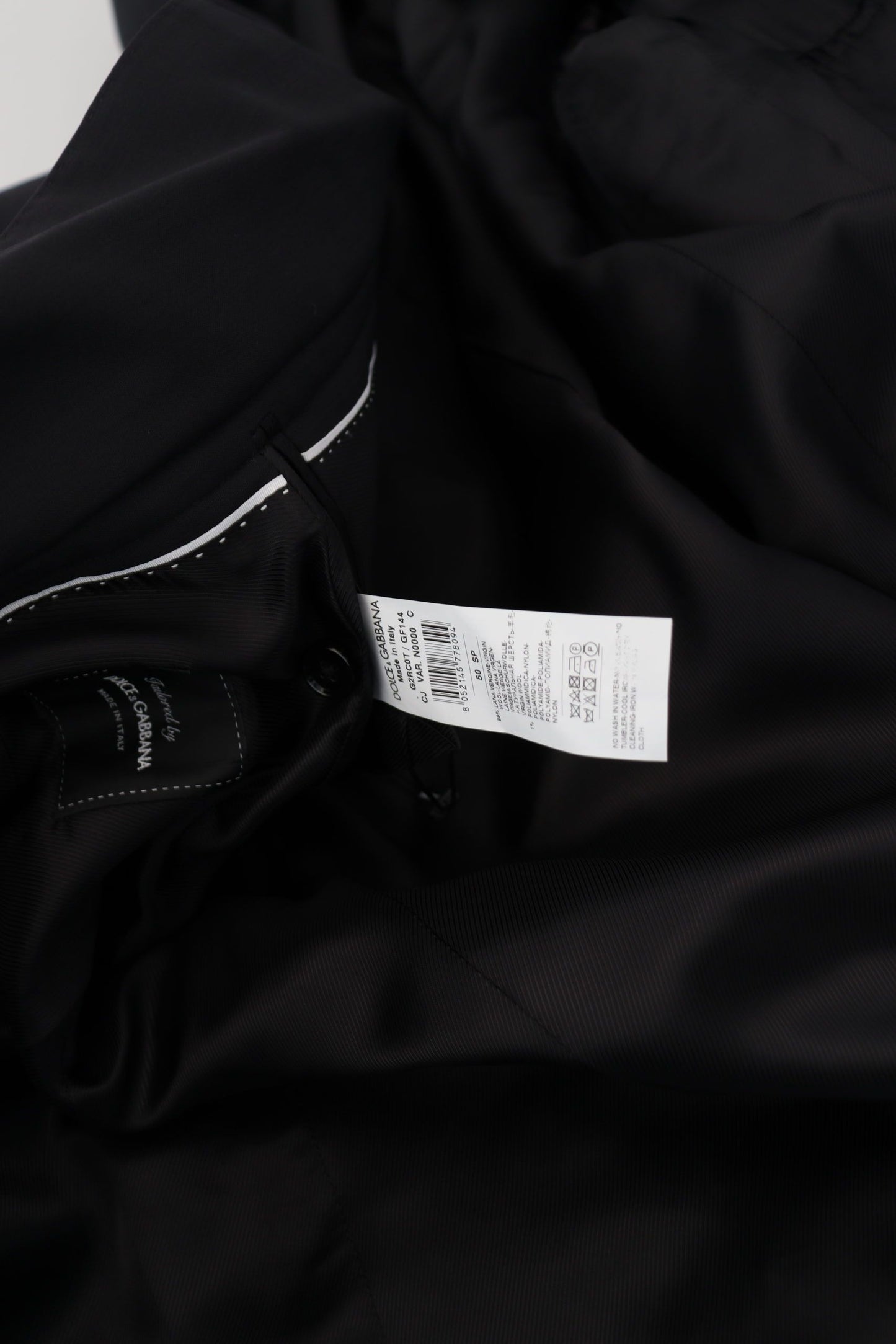 Dolce &amp; Gabbana – Schwarze Wolljacke mit durchgehendem Reißverschluss und langen Ärmeln