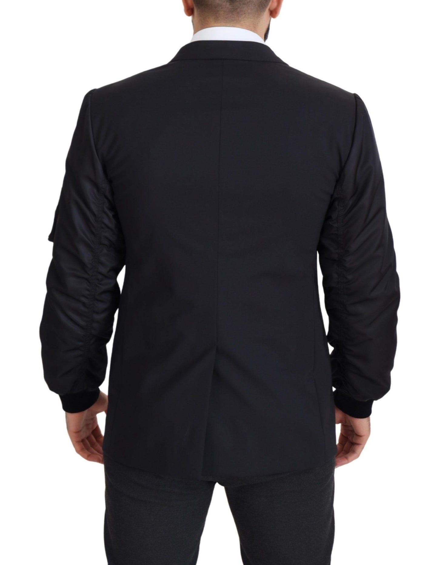 Dolce &amp; Gabbana – Schwarze Wolljacke mit durchgehendem Reißverschluss und langen Ärmeln