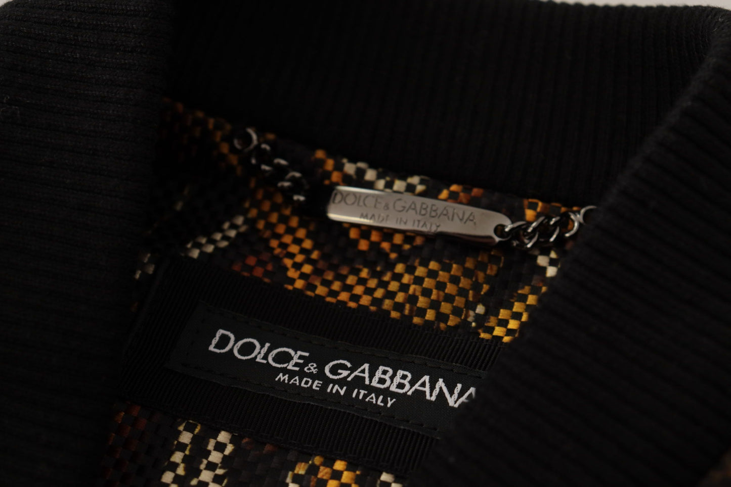 Dolce &amp; Gabbana – Blousonjacke mit durchgehendem Reißverschluss und braunen Federn
