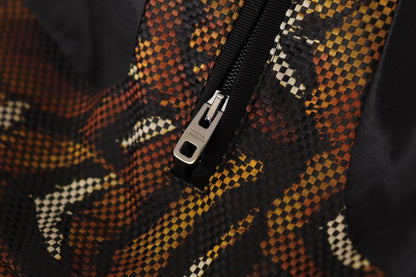 Dolce &amp; Gabbana – Blousonjacke mit durchgehendem Reißverschluss und braunen Federn