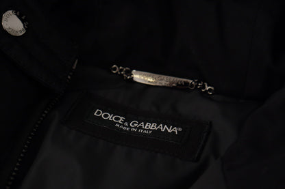 Dolce &amp; Gabbana Schwarzer Nylon-Parka mit Kapuze, Winterjacke
