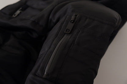 Dolce &amp; Gabbana Schwarzer Nylon-Parka mit Kapuze, Winterjacke