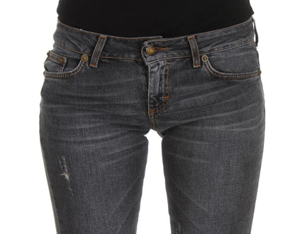 Cavalli Slim Fit Jeans aus Baumwollmischung in verwaschenem Blau