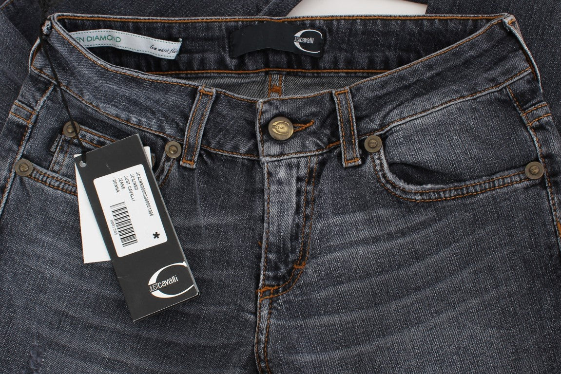 Cavalli Slim Fit Jeans aus Baumwollmischung in verwaschenem Blau