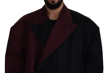 Dolce &amp; Gabbana Bordeauxfarbene Zweireiherjacke aus Polyester