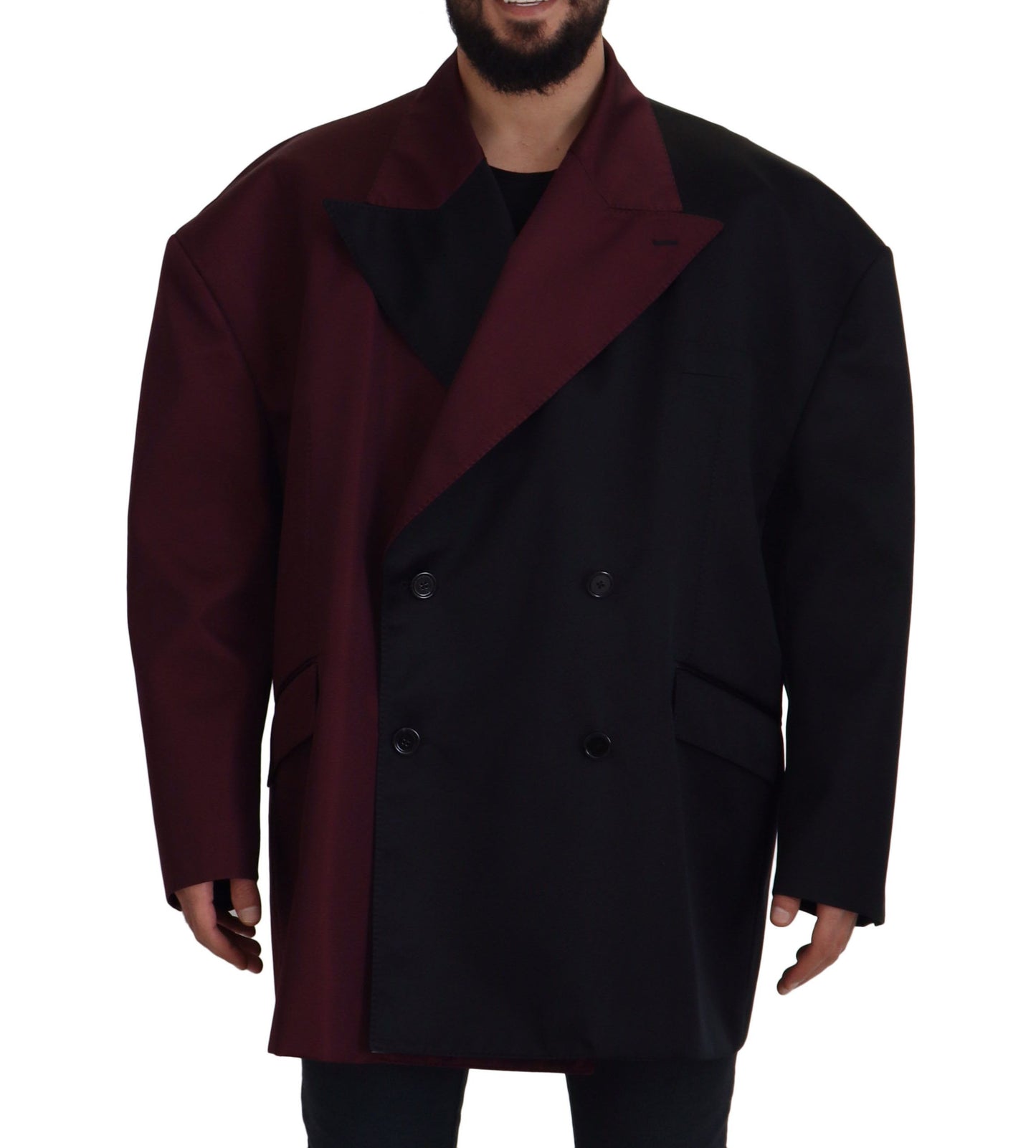 Dolce &amp; Gabbana Bordeauxfarbene Zweireiherjacke aus Polyester