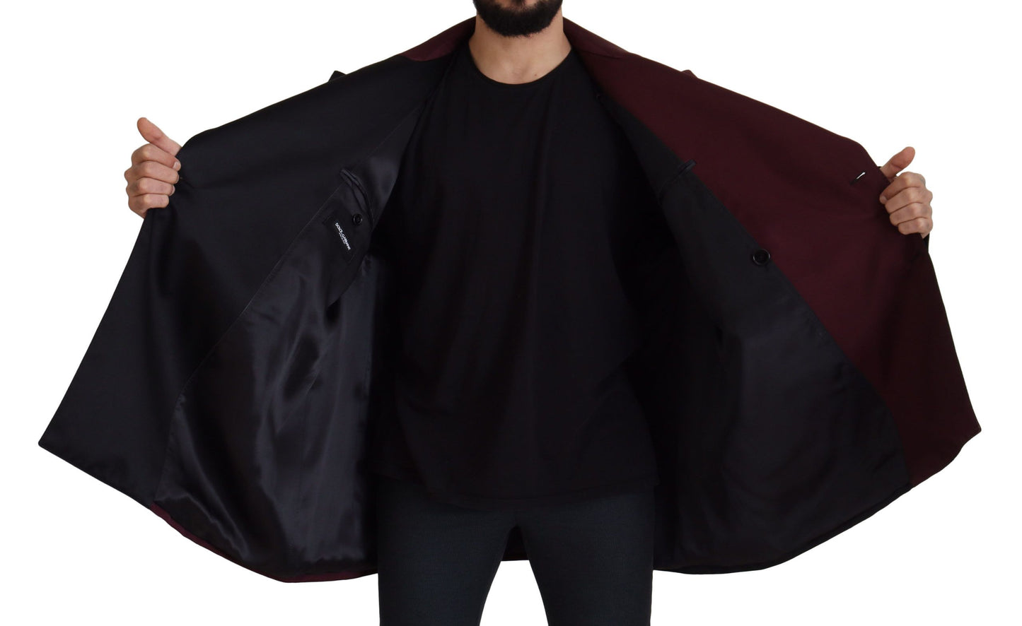 Dolce &amp; Gabbana Bordeauxfarbene Zweireiherjacke aus Polyester