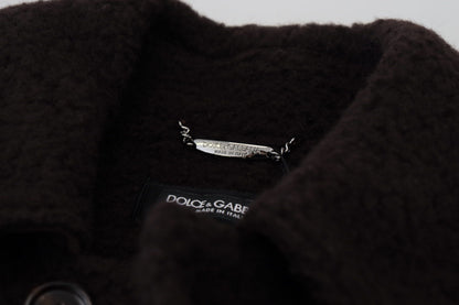 Dolce &amp; Gabbana – Schwarze Trenchcoatjacke aus Alpaka mit Knopfleiste