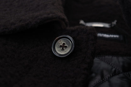 Dolce &amp; Gabbana – Schwarze Trenchcoatjacke aus Alpaka mit Knopfleiste