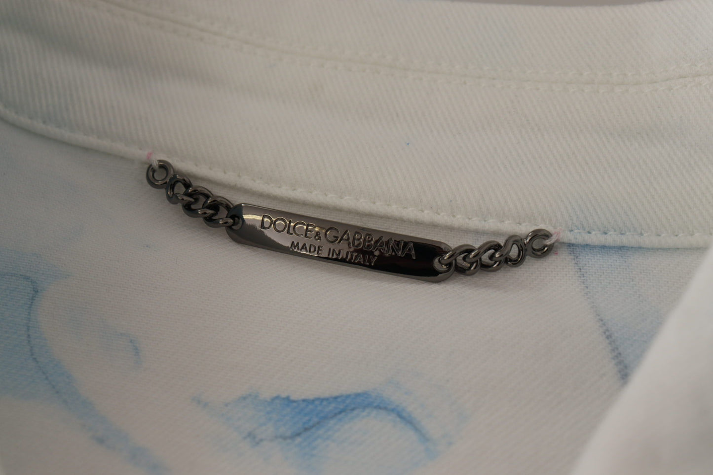 Dolce &amp; Gabbana – Weiße Jeansjacke aus Baumwolle mit Logostickerei