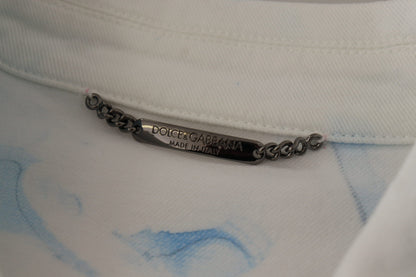 Dolce &amp; Gabbana – Weiße Jeansjacke aus Baumwolle mit Logostickerei