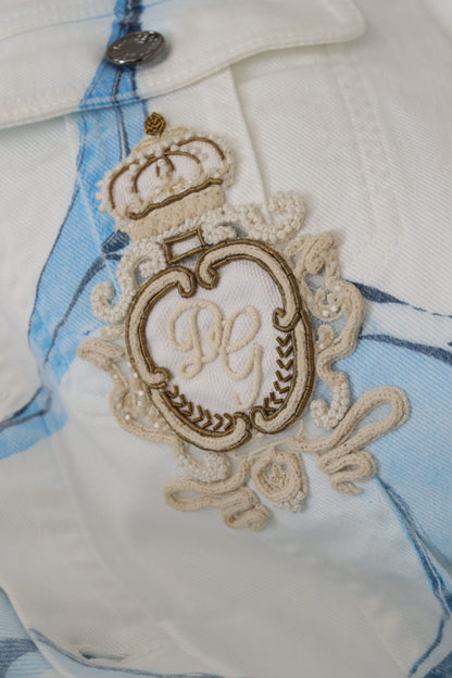 Dolce &amp; Gabbana – Weiße Jeansjacke aus Baumwolle mit Logostickerei