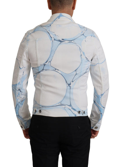 Dolce &amp; Gabbana – Weiße Jeansjacke aus Baumwolle mit Logostickerei