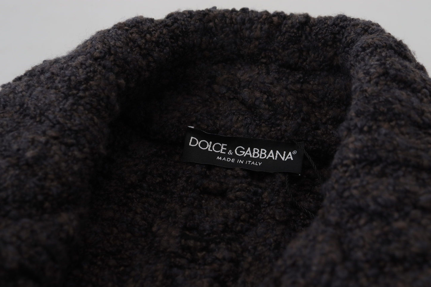 Dolce &amp; Gabbana – Zweireihige Manteljacke aus schwarzem Wollstrick