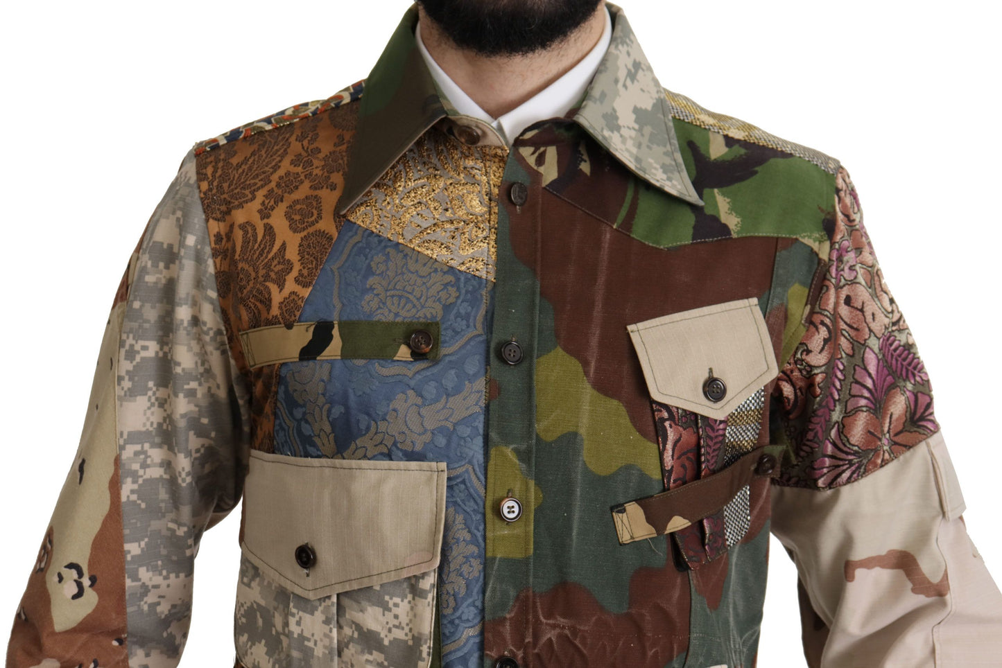 Dolce &amp; Gabbana Mehrfarbiges Button-Down-Patchworkhemd