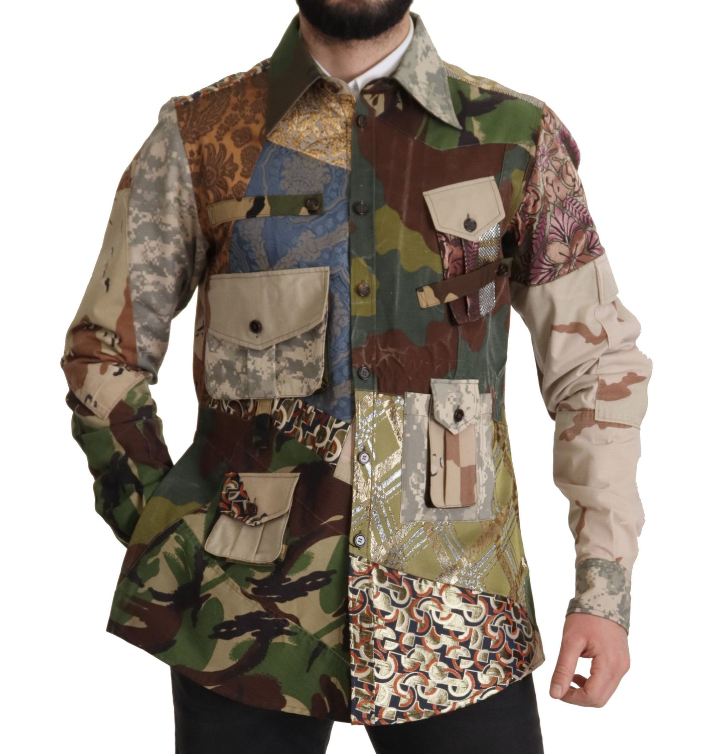 Dolce &amp; Gabbana Mehrfarbiges Button-Down-Patchworkhemd