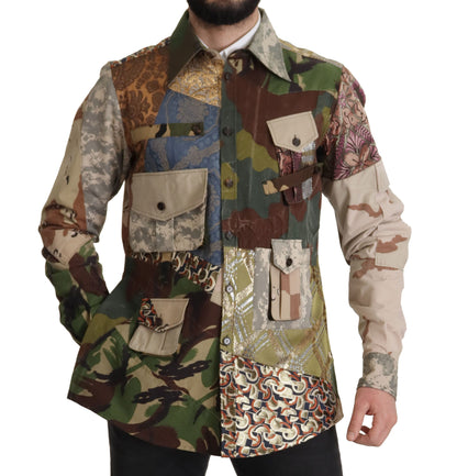 Dolce &amp; Gabbana Mehrfarbiges Button-Down-Patchworkhemd