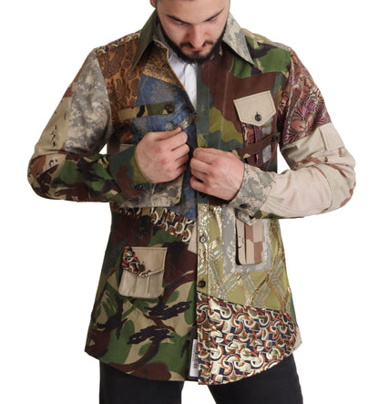 Dolce &amp; Gabbana Mehrfarbiges Button-Down-Patchworkhemd
