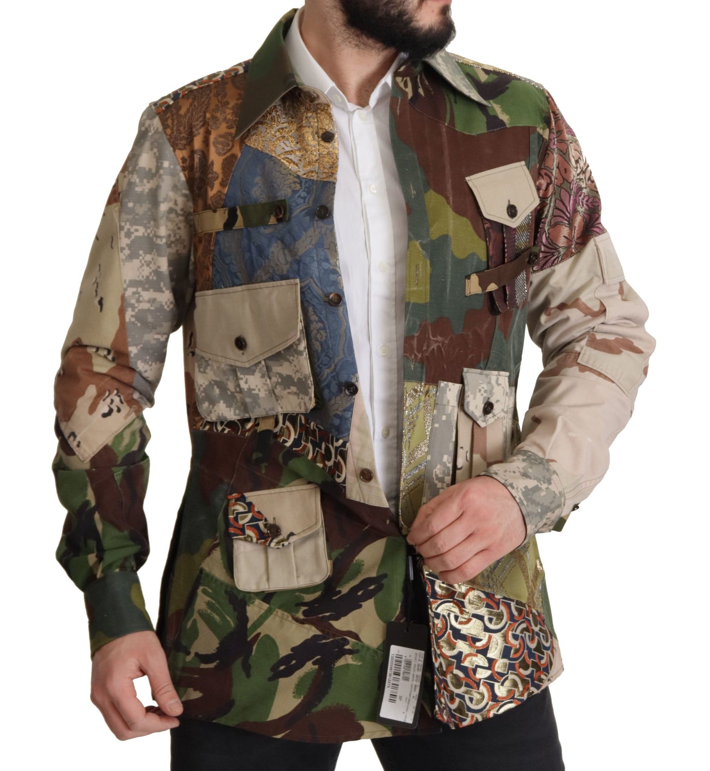 Dolce &amp; Gabbana Mehrfarbiges Button-Down-Patchworkhemd