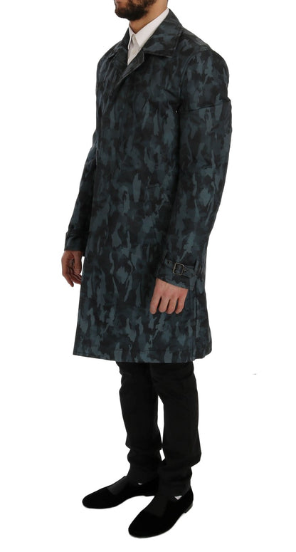 Dolce &amp; Gabbana Blauer Camouflage-Trenchcoat