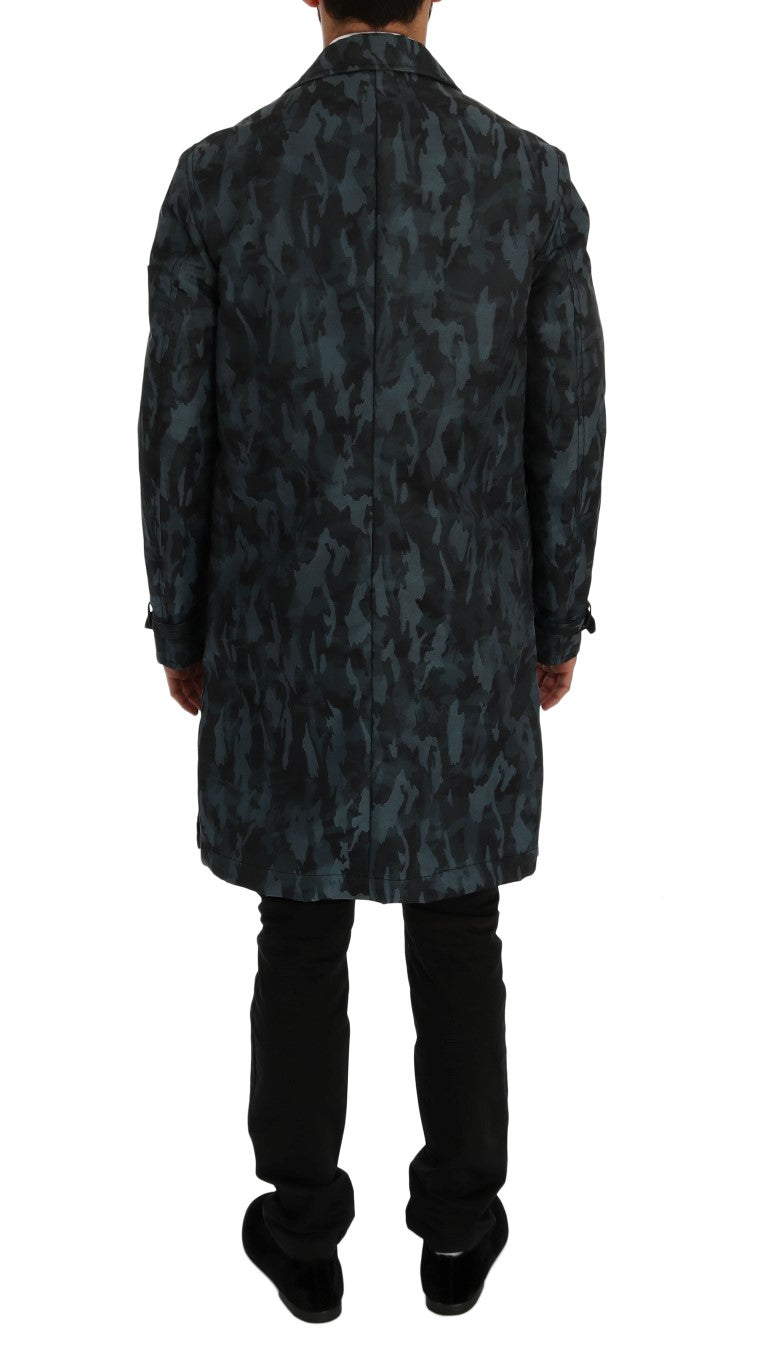 Dolce &amp; Gabbana Blauer Camouflage-Trenchcoat