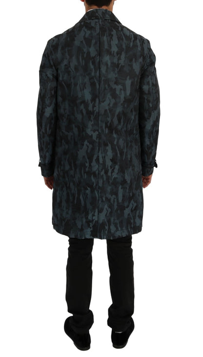 Dolce &amp; Gabbana Blauer Camouflage-Trenchcoat
