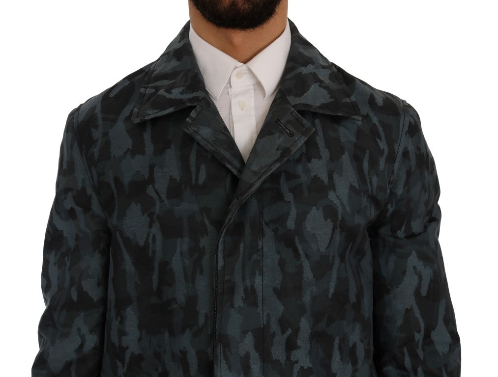 Dolce &amp; Gabbana Blauer Camouflage-Trenchcoat