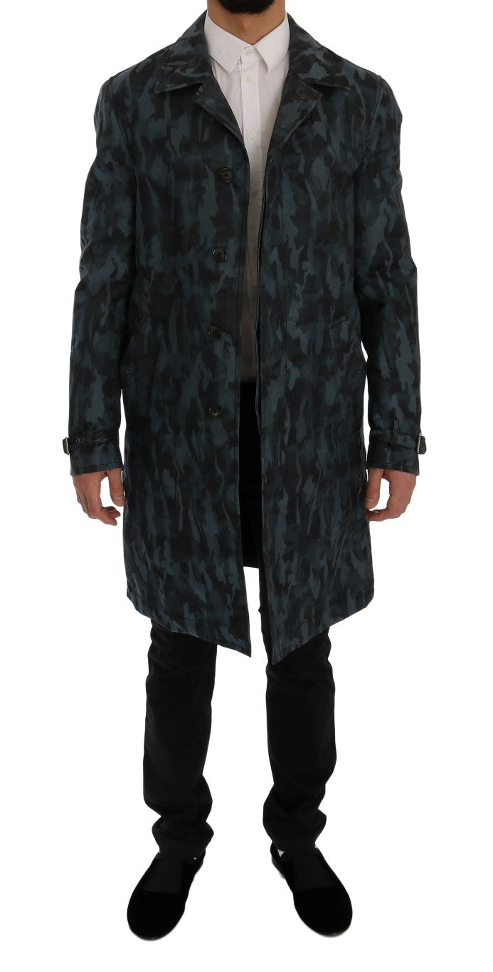 Dolce &amp; Gabbana Blauer Camouflage-Trenchcoat