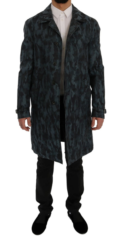 Dolce &amp; Gabbana Blauer Camouflage-Trenchcoat
