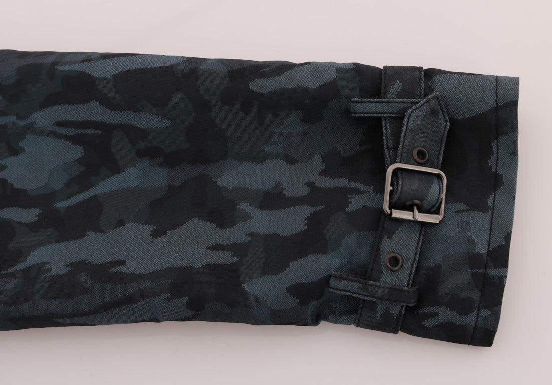 Dolce &amp; Gabbana Blauer Camouflage-Trenchcoat